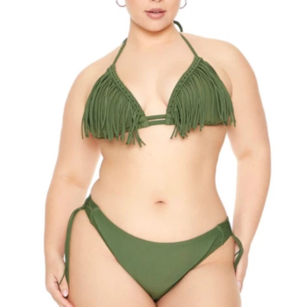 Green Fringe Cheeky Bikini Bottoms